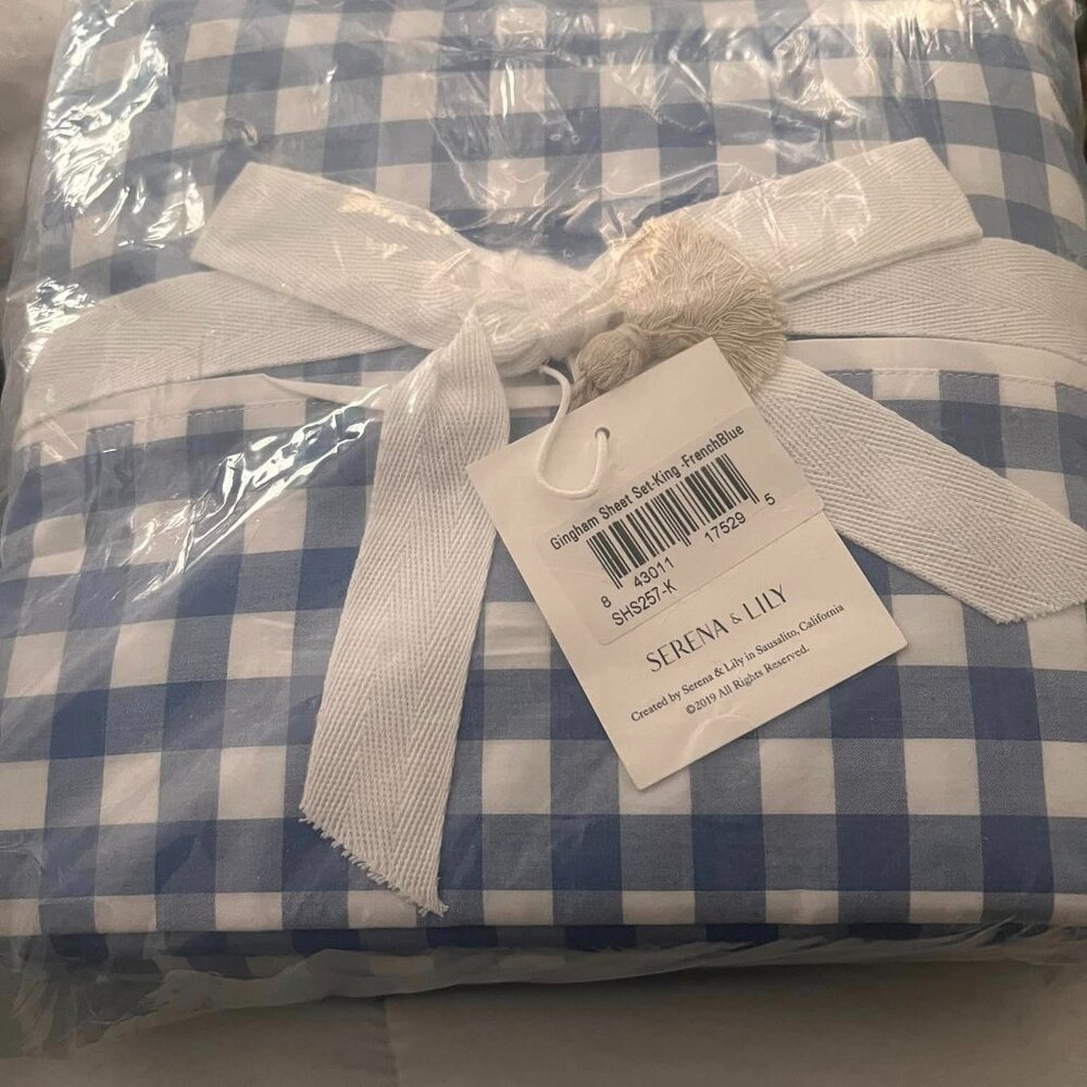 Serena & Lily Gingham Percale Sheet Set  (KING)